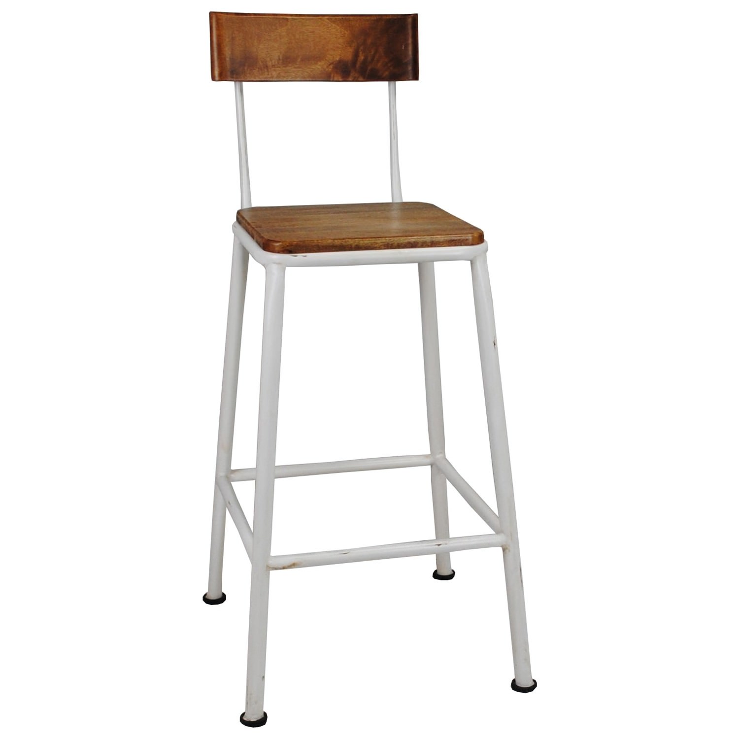 Hunston Metal Counter Chair with Timber Seat, White