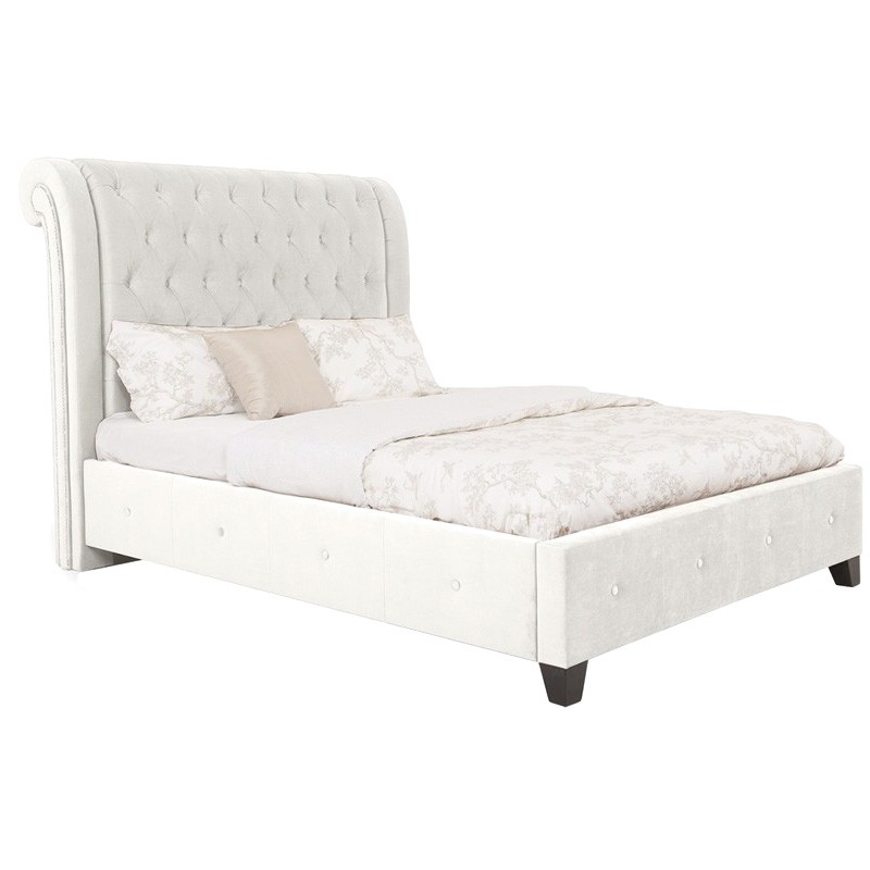 Paris Australian Made Fabric Bed, King Size, Ivory