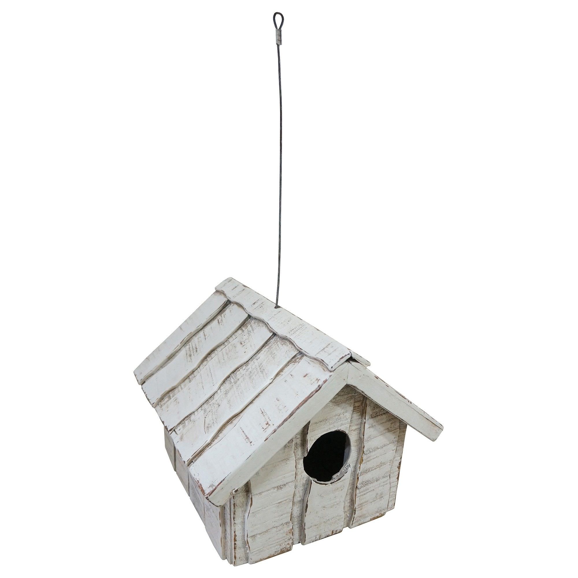 Vasco Solid Mango Wood Timber Bird Feeder Distressed White