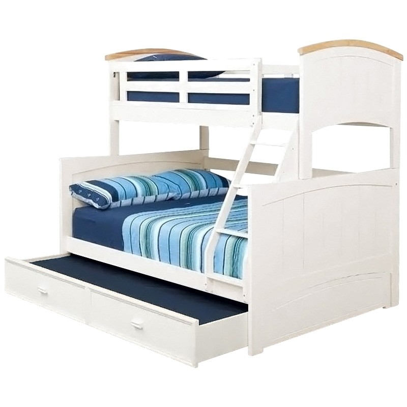 Ranch Wooden Trio Bunk Bed with Single Trundle