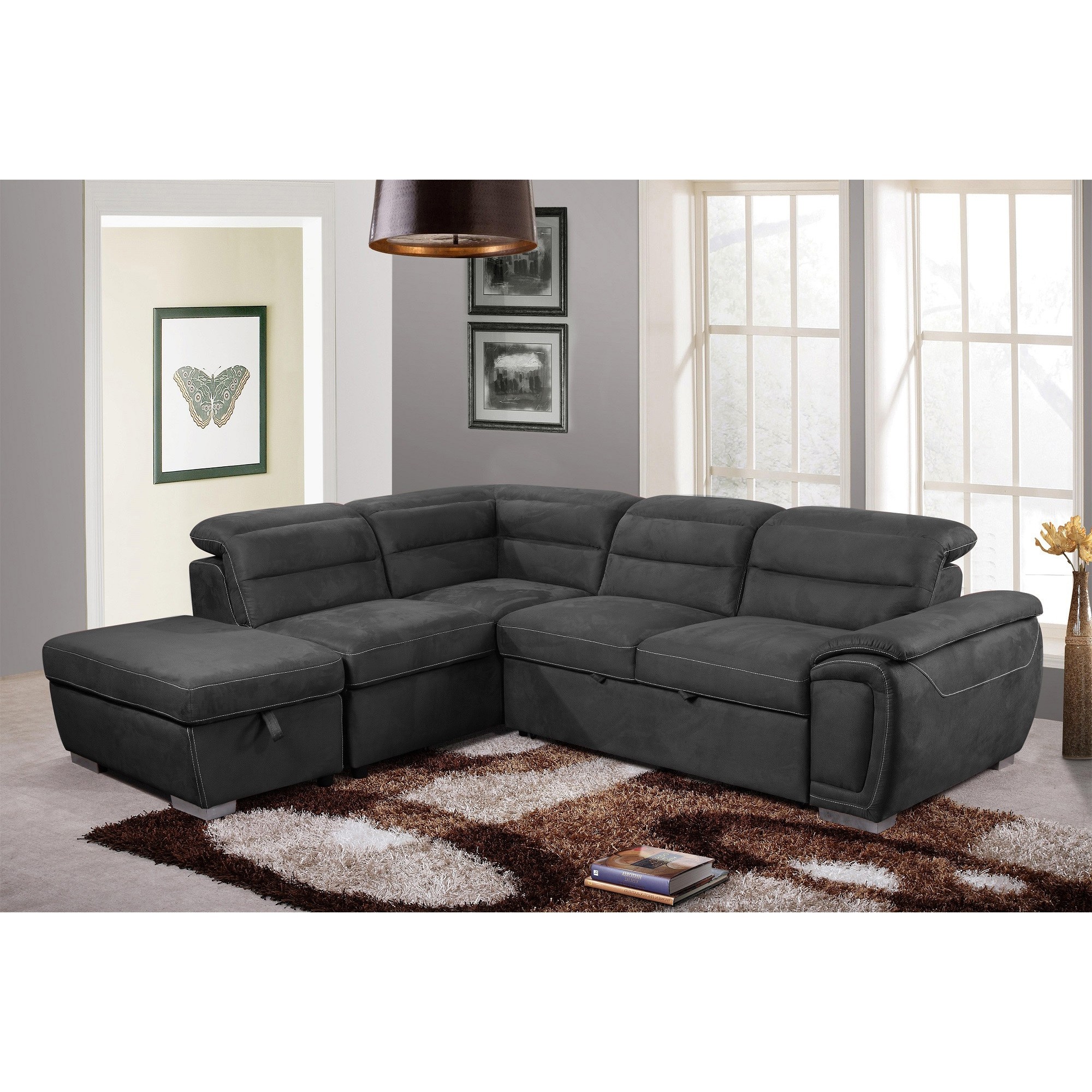 Caistor Fabric Corner Sofa Bed 3 Seater With Left Handing Facing