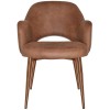Albury Commercial Grade Eastwood Fabric Dining Armchair, Slim Metal Leg, Tan / Copper