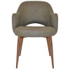 Albury Commercial Grade Pelle / Benito Fabric Dining Armchair, Slim Metal Leg, Sage / Copper